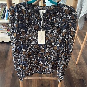 Joie Navy and White Floral Blouse